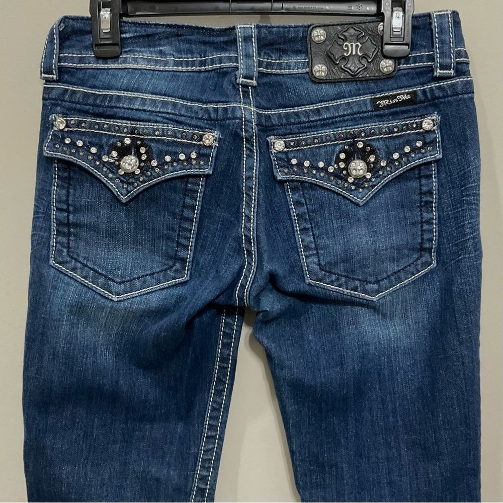 Miss Me Bootcut Jeans Sz 29 Bling Embellished Low Rise Buckle Store Exclusive